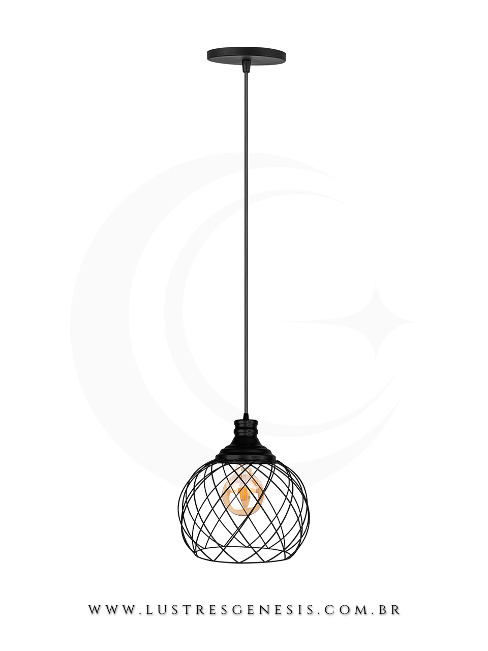 Pendente Luna Grande em cobre com design aramado, ideal para cabeceira de cama, balcão de cozinha, quartos e área gourmet. Lustres Gênesis Site online venda de Lustres e Iluminação
